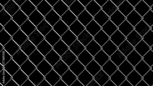 Chain link fencing on black background Soft focus and unfocused Video Transition with and alpha channel mask