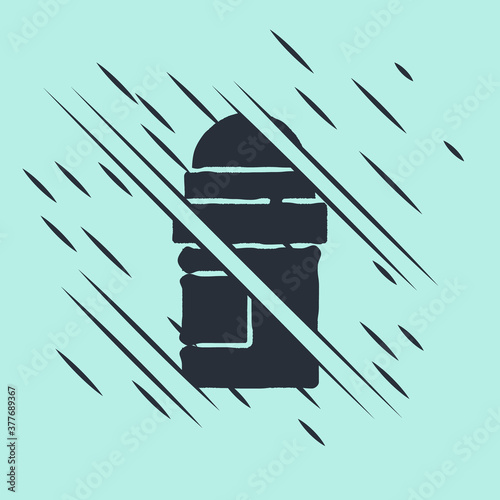Black Antiperspirant deodorant roll icon isolated on green background. Cosmetic for body hygiene. Glitch style. Vector.