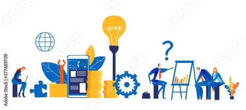 Successful business people having a meeting in the city. Deal negotiation, discussing a project, developing new business. Business concept illustration 