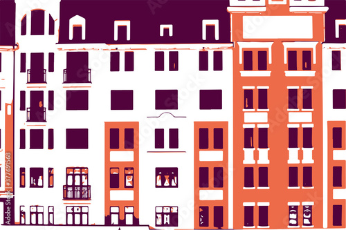 Building facade with windows vector background. Urban pattern