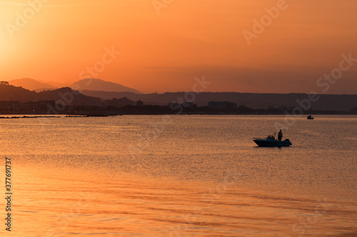 boat at sunset