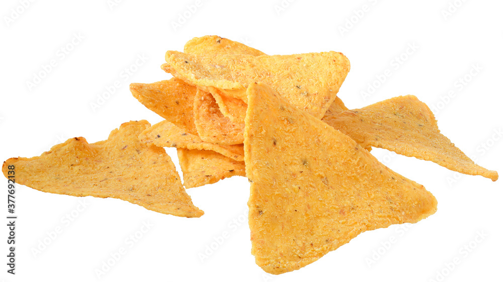 Heap of corn chips isolated