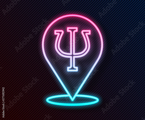 Glowing neon line Psychology icon isolated on black background. Psi symbol. Mental health concept, psychoanalysis analysis and psychotherapy. Vector.