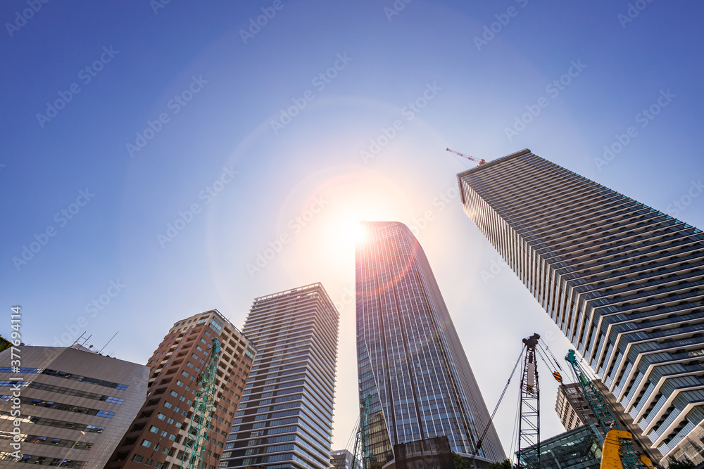 Obraz premium 東京にそびえ立つビル群