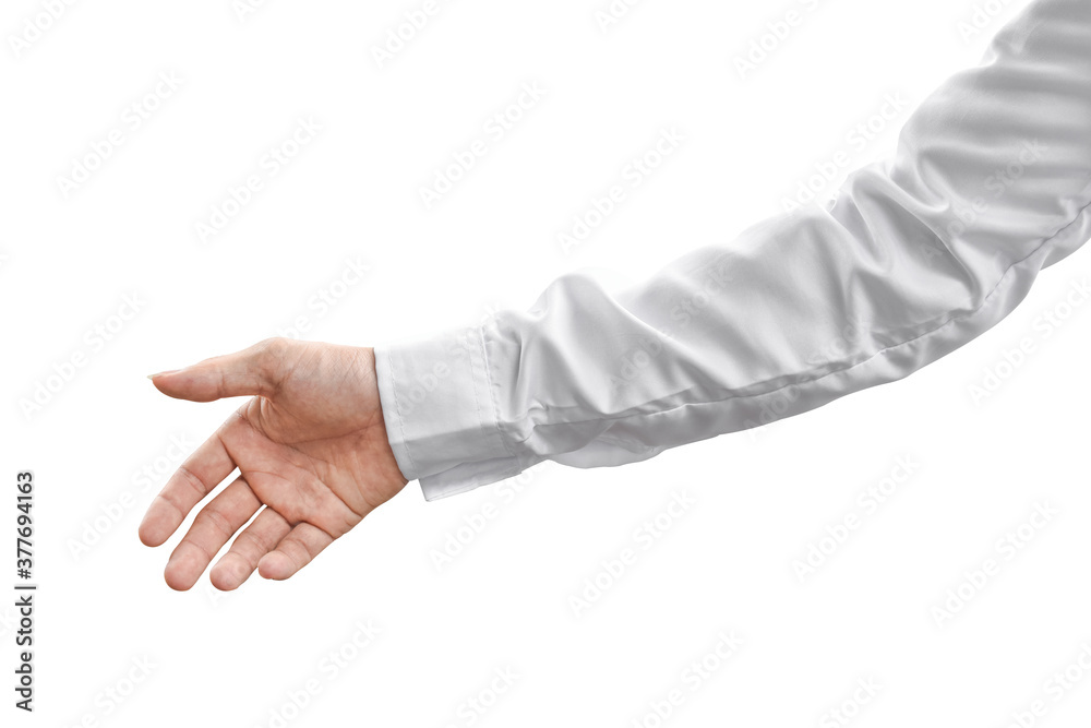 Gesture of Man hand in shirt isolated on white background with clipping path. Gesture of Man hand in shirt isolated on white background with clipping path.