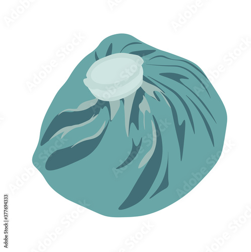 Vector stock illustration of a hot water bottle for flu. Ice pack for pain relief in case of injury or wound. Medical plastic bag with ice at a temperature of. Cold medicine. Isolated on a white