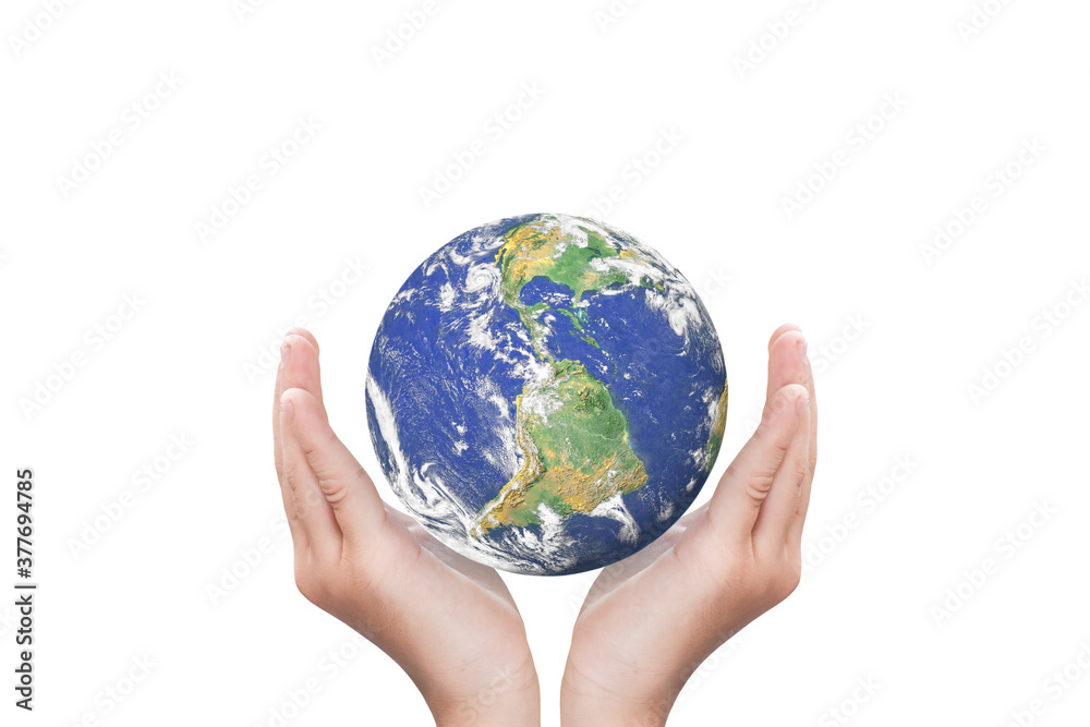 Globe, earth in child hand isolated on white background with clipping path. Elements of this image furnished by NASA. Globe, earth in child hand isolated on white background with clipping path. Elements of this image furnished by NASA.