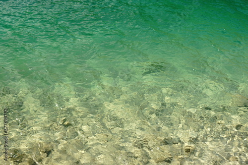 View on lake from above - clear, blue water