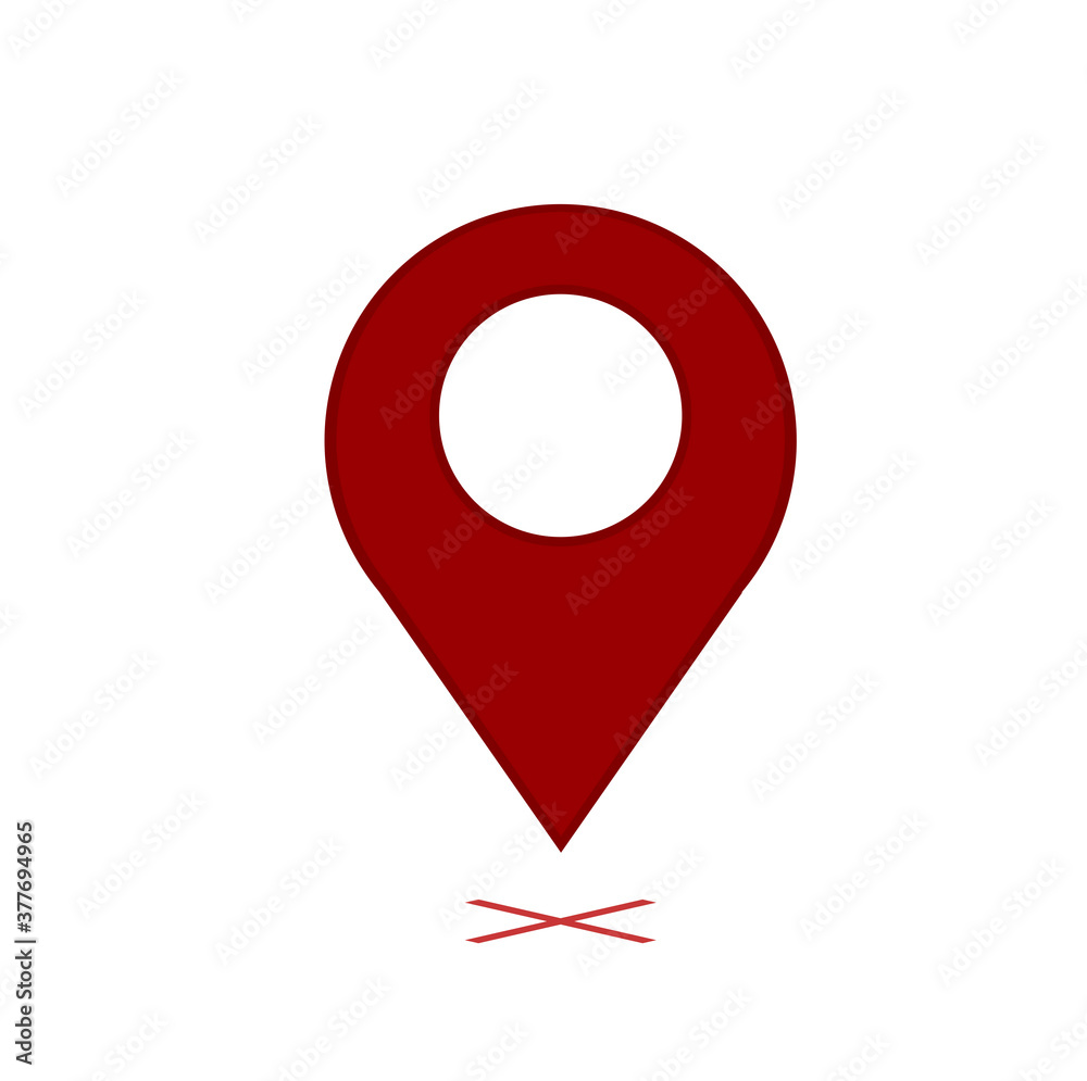 Red location gps or pin on white background Red location gps or pin on white background
