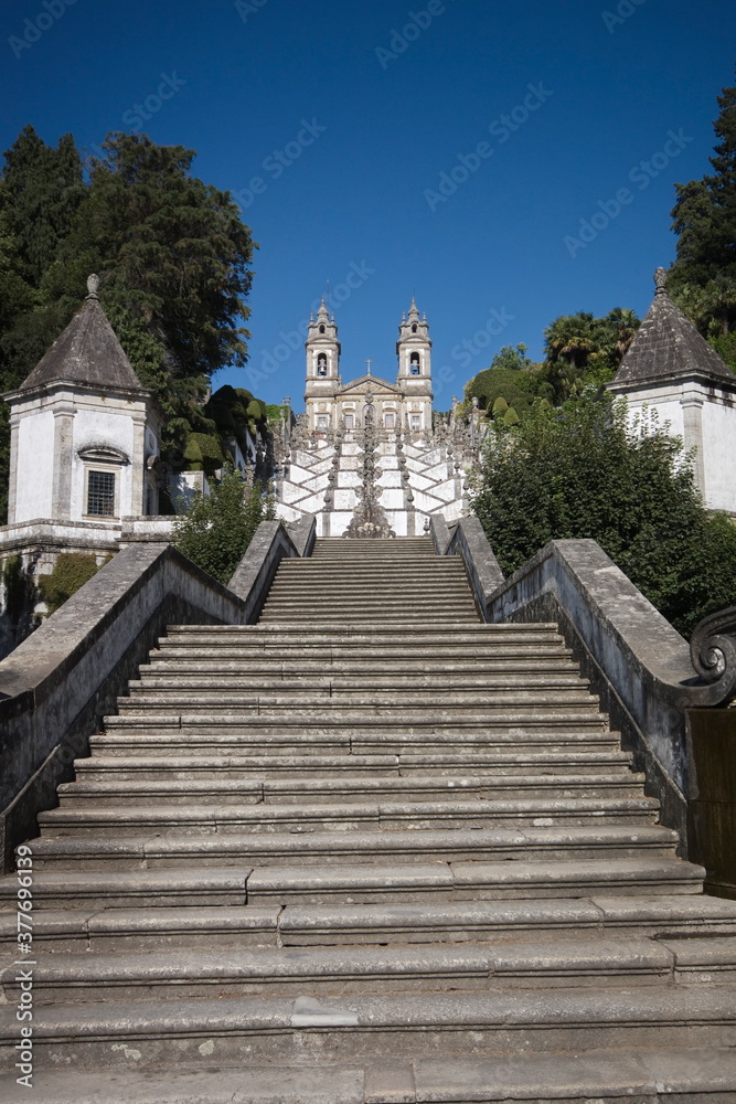 Fototapeta premium Braga, known as the city of the archbishops is a historical. The stairs of the Via Sagrada represent the ascent to heaven and have 577 steps ... many for the summer!