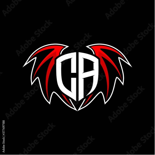 letter C A initial vector logo template with a minimalist dragon wing style