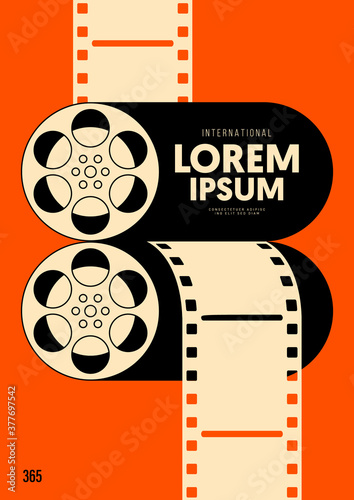 Movie and film poster design template background with vintage filmstrip