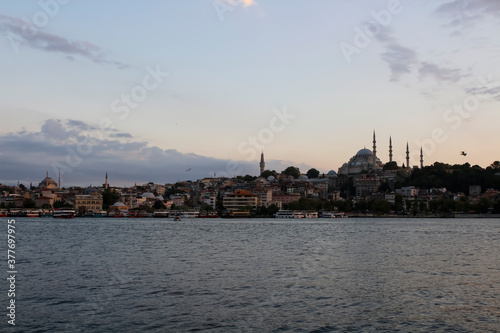 Istanbul cityscape. Hagia Sophia and Suleymaniye Mosque the most important tourist attraction of Istanbul. 