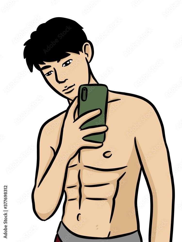 Fototapeta premium cartoon cute man on white background