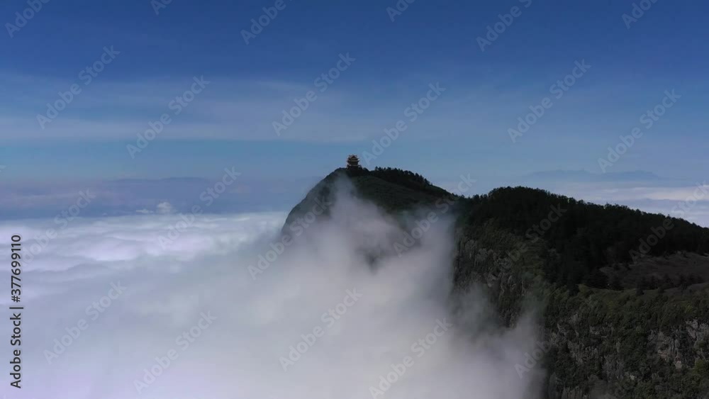 drone view of emei mountain jinding scenic drone view of emei mountain jinding scenic