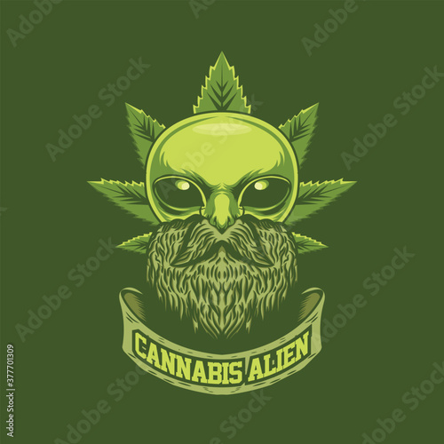 cannabis alien esport logo template.