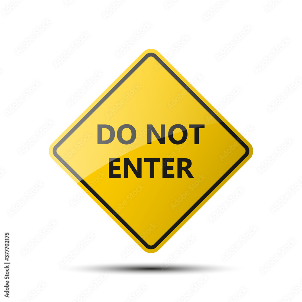 yellow diamond road sign with a black border and an image DO NOT ENTER on white background. Illustration yellow diamond road sign with a black border and an image DO NOT ENTER on white background. Illustration