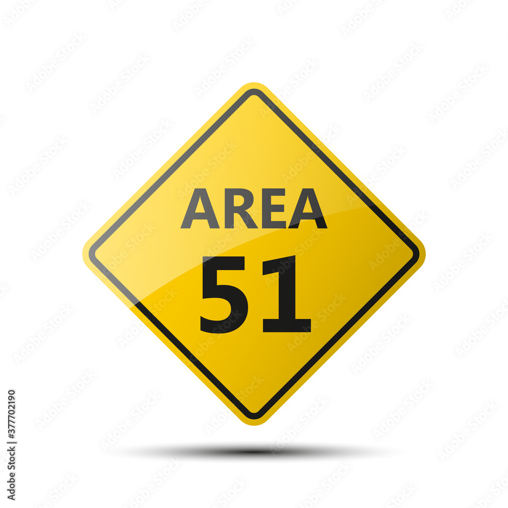 custom made wallpaper toronto digitalyellow diamond road sign with a black border and an image AREA 51 on white background. Illustration
