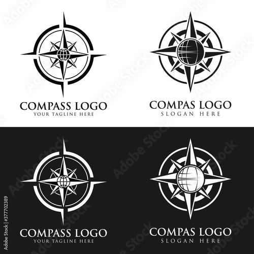 Illustration compass logo design template