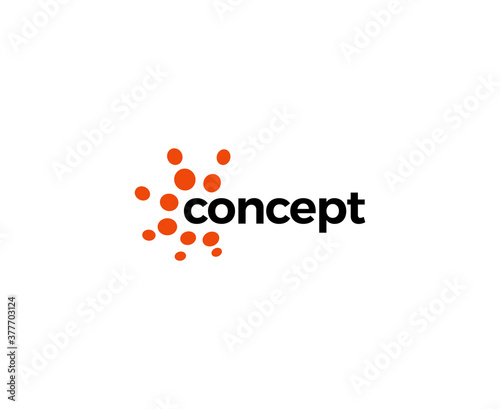 Sun with dots rays logo concept for software development and other startup company, app, design studio, educational firm. Abstract letter C, Simple design for easy configure, vector logotype template