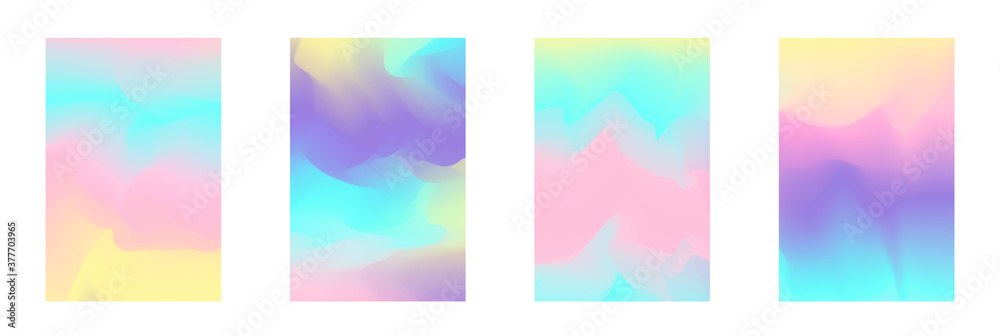 Tender pink, yellow and blue vibrant gradient colors backgrounds for fashion flyer, brochure design. Set of soft, bright gradiented wallpaper for mobile apps, ui design, banner, poster