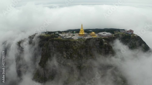 drone view of emei mountain jinding scenic