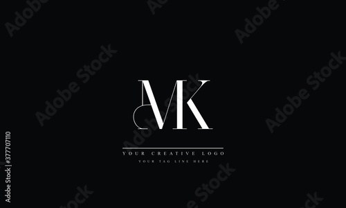 MK ,KM ,M ,K Letter Logo Design with Creative Modern Trendy Typography photo