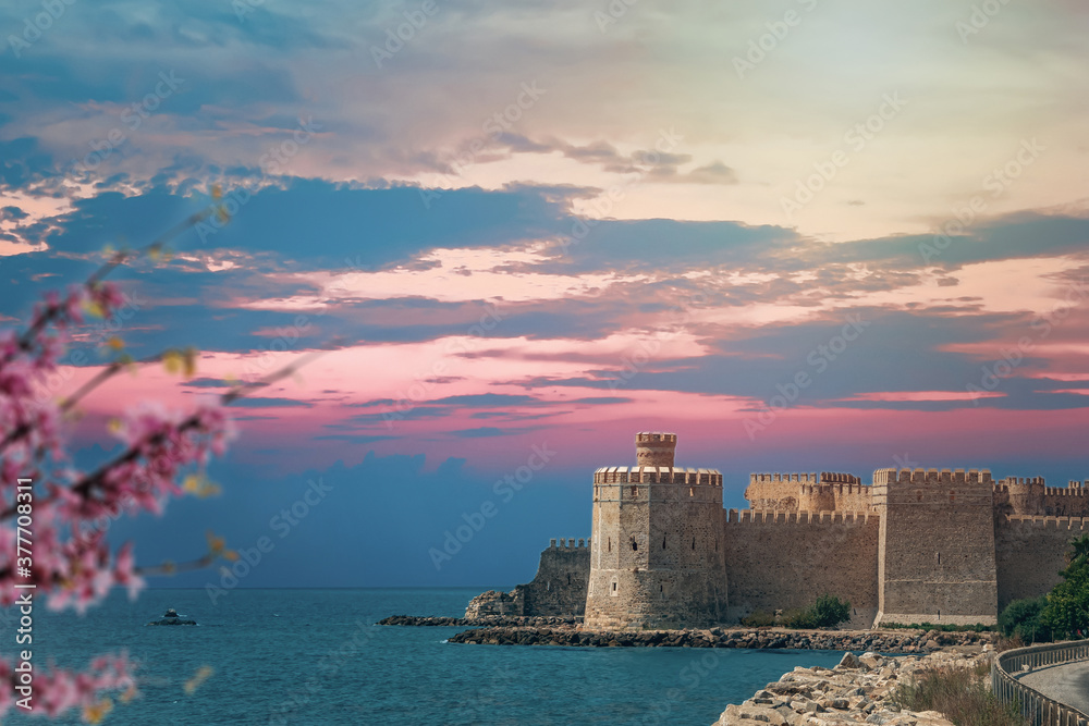 historical castle landscape view on the coast of Turkey, Mersin-Anamur