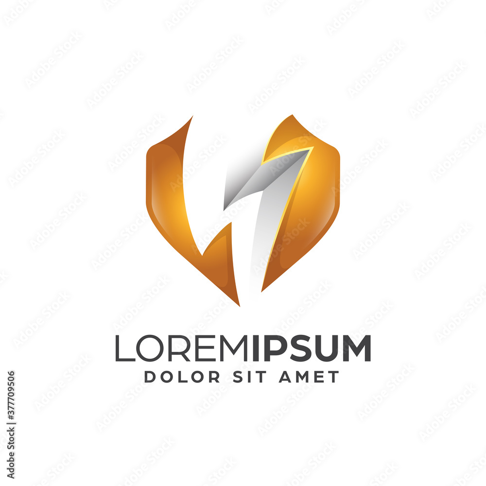 Gold Flash Shield Logo Design Template Gold Flash Shield Logo Design Template