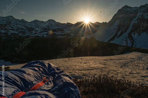 Canvas Print bivouac au weisshorn