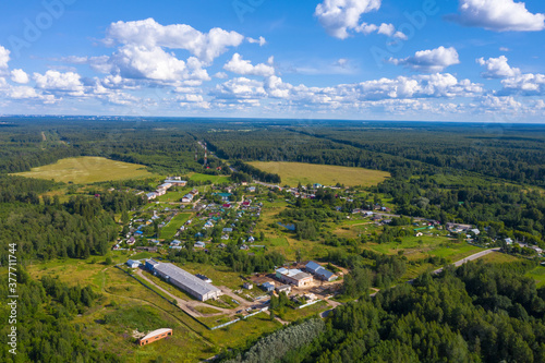 Schilderij op canvas A view from a height on the village of Bunkovo, Ivanovo district, Ivanovo region, Russia