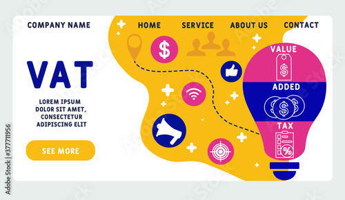 Vector website design template . VAT - value added tax , business concept. illustration for website banner, marketing materials, business presentation, online advertising. 