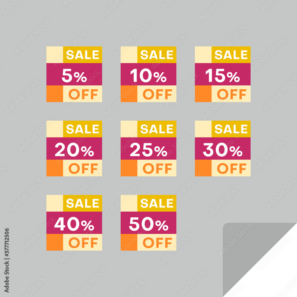 Set of rectangular discount labels. Timeless easy-to-read design.