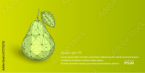Pear. Polygonal fruit. Healthy lifestyle.Vector illustration.	