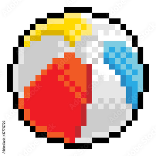 A beach ball eight bit retro video game style pixel art icon