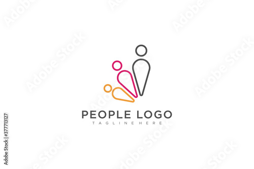 Abstract People Logo. Colorful Human Icon Family Symbol Linear Style isolated on White Background. Flat Vector Logo Design Template Element