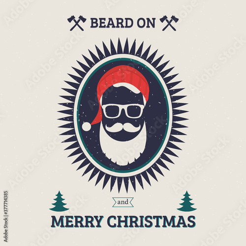 Bearded face illustration. Christmas Santa design
