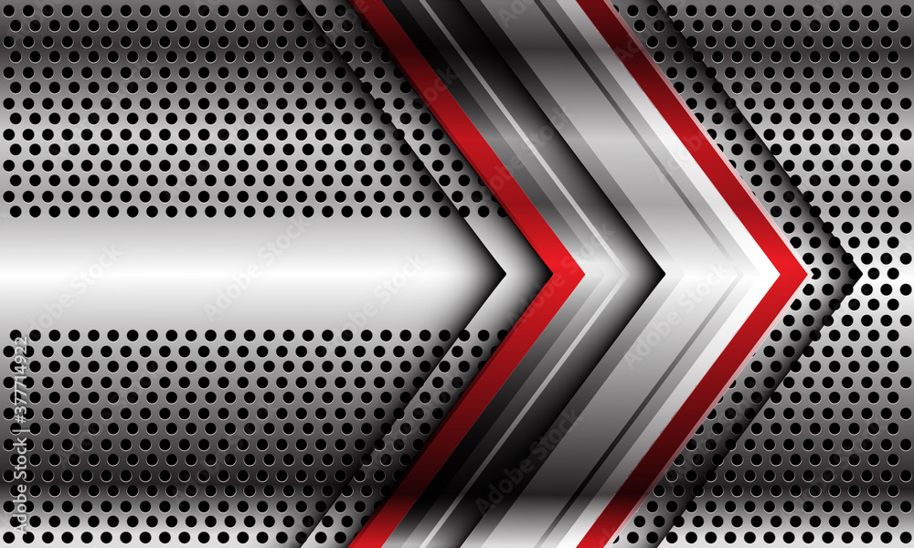 Abstract red silver arrow direction on circle mesh design modern luxury futuristic technology background vector illustration. Abstract red silver arrow direction on circle mesh design modern luxury futuristic technology background vector illustration.