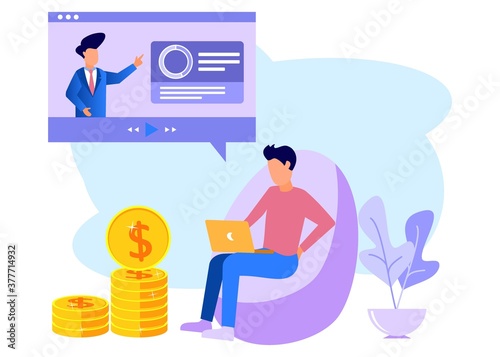 Illustration vector graphic cartoon character of work at home
