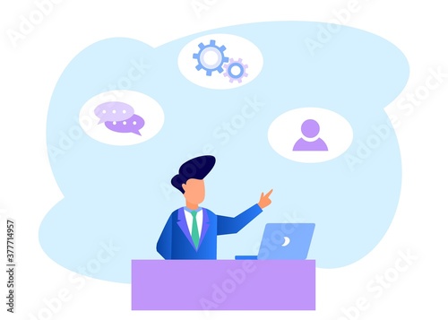 Illustration vector graphic cartoon character of operator and consumer
