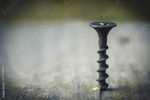 Canvas Print Screw on wooden surface