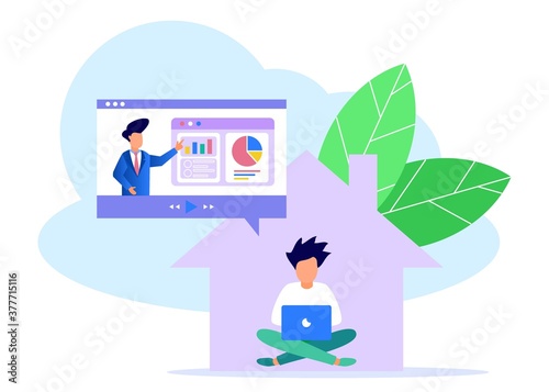 Illustration vector graphic cartoon character of work at home