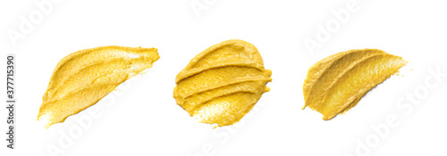 Fotografie Mustard Sauce Splash Isolated, Smeared Dijon Honey Cream