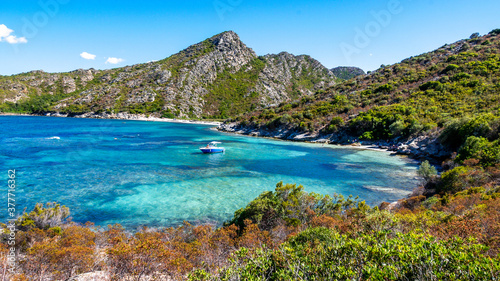 Corsica beach with turquoise sea and paradise beach. Saint Florent Corsica France. © Giacomo