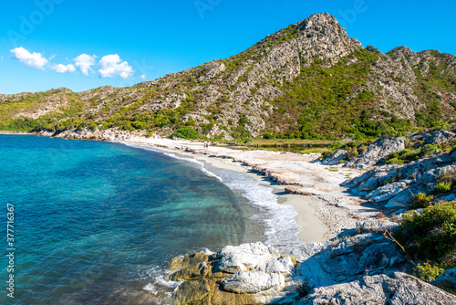 Corsica beach with turquoise sea and paradise beach. Saint Florent Corsica France.