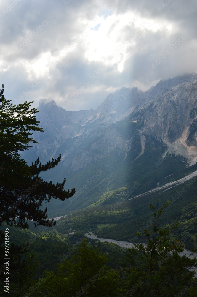 Stunning mountain landscape in the Valbona Valley in Albania