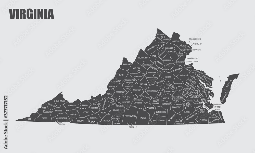 Virginia counties map