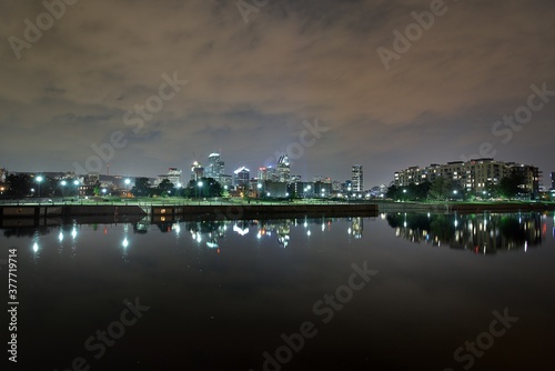 Montreal at night from Canal Lachine and Griffintown