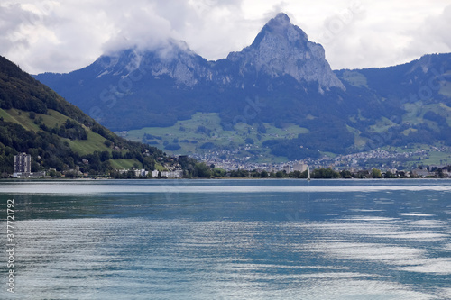 Grosser Mythen towers over the lake