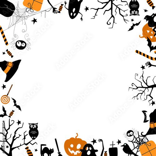 Happy halloween card with space for text on white background